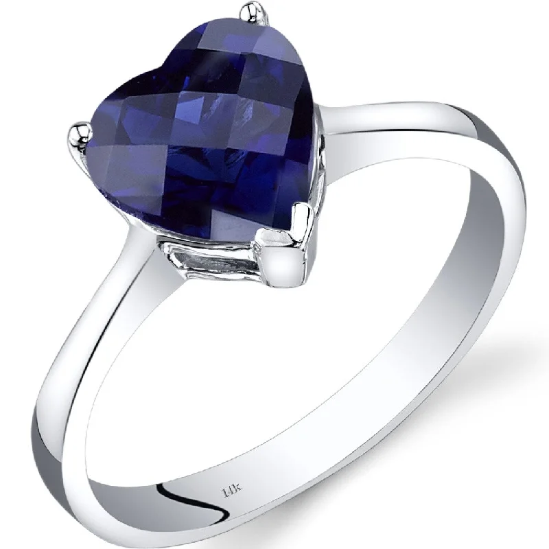 14k White Gold 2.5ct Created Blue Sapphire Ring