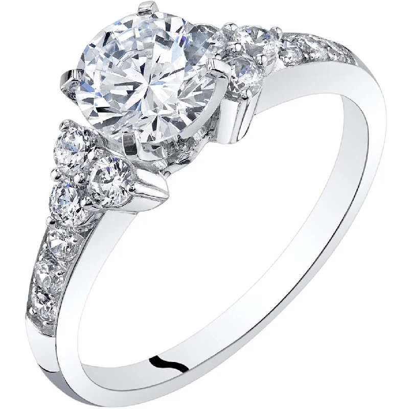 14k White Gold Classic Cubic Zirconia Engagement Ring