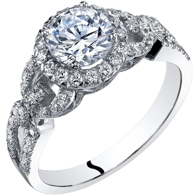 14k White Gold Cubic Zirconia Engagement Ring 1.00 ct