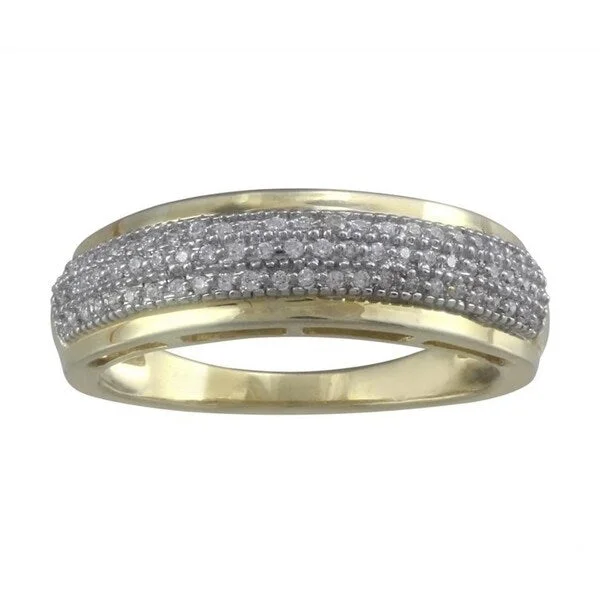 14KT Gold Over Sterling Silver With Natural White Dimaond Band Ring