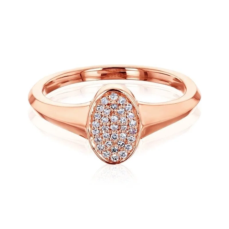 Annello by Kobelli 10k Rose Gold Cluster Diamond Stippled Oval Ring (HI/I)