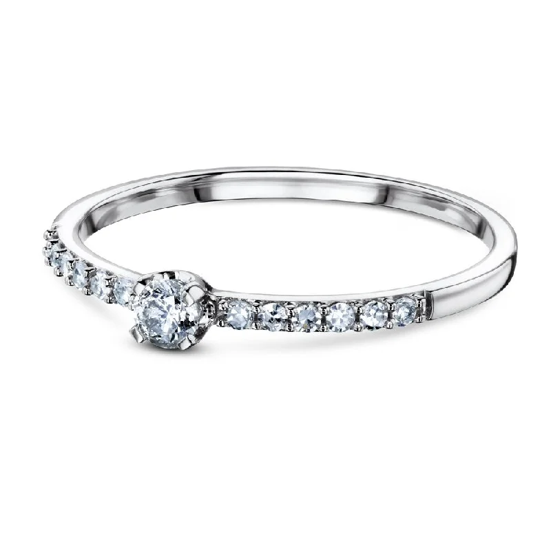 Annello by Kobelli 10k White Gold 1/16ct.tw Low Petite Diamond Promise Ring