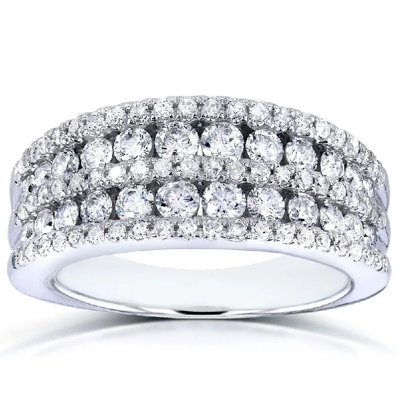 Annello by Kobelli 10k White Gold 1ct TDW Multi-row Diamond Anniversary Band