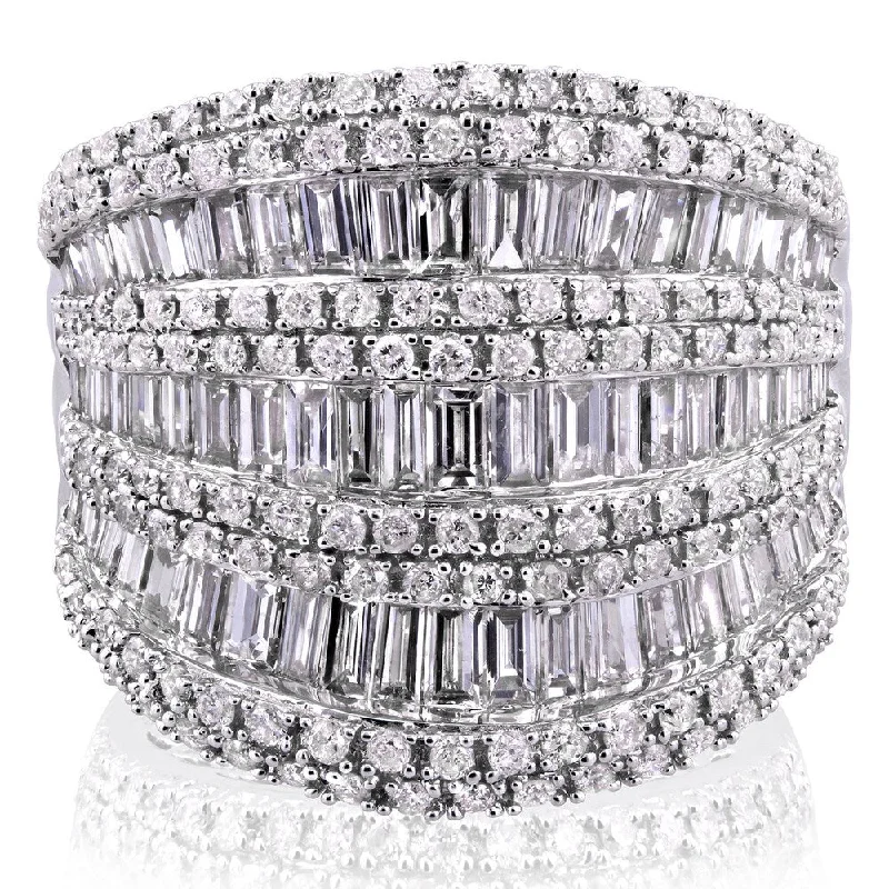 Annello by Kobelli 10k White Gold 2 1/2ct TDW Round and Baguette Diamond Extra Wide Anniversary Ring