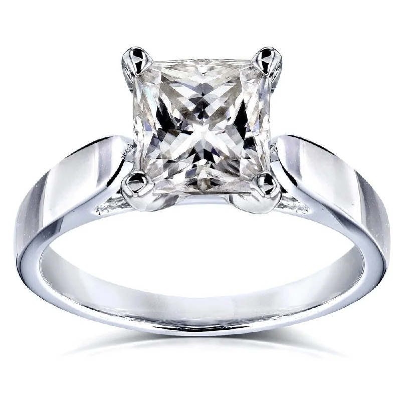 Annello by Kobelli 14k Gold 1 1/2 Carat Princess Classic Moissanite Solitaire Cathedral Engagement Ring (GH/VS)