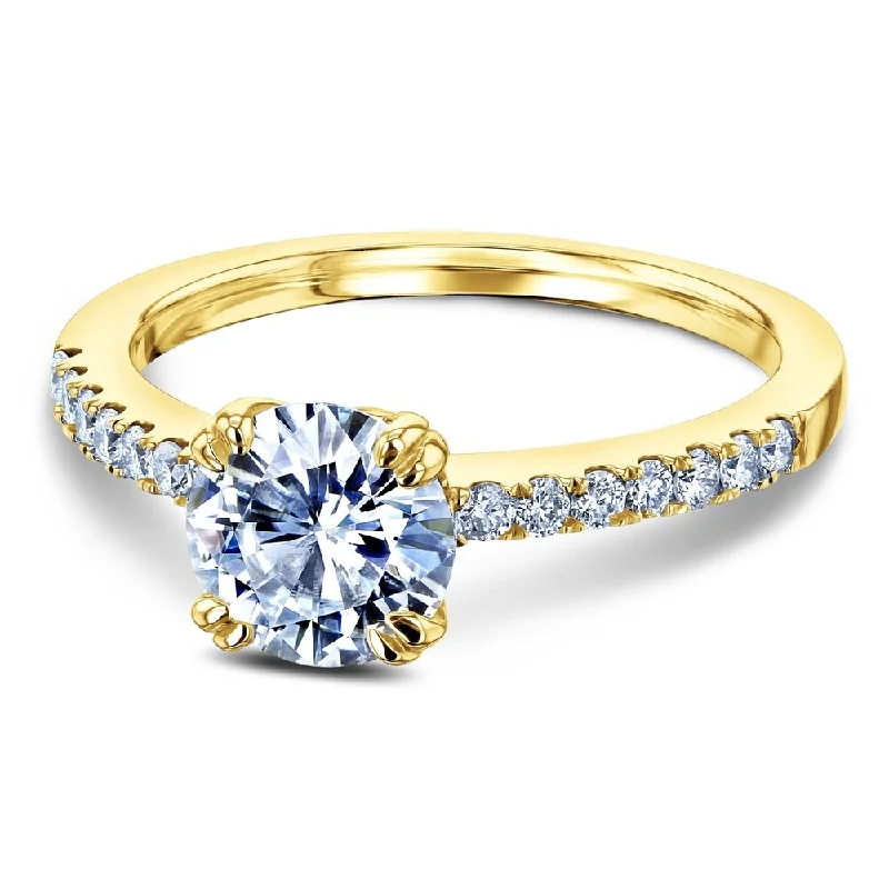 Annello by Kobelli 14k Gold 1-1/5ct.tw Double Prong Solitaire Forever One Moissanite Classic Engagement Ring (DEF/VS)