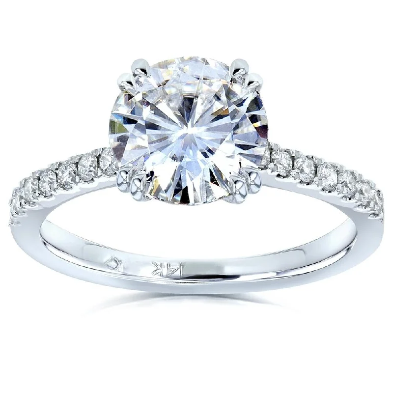 Annello by Kobelli 14k Gold 1 9/10ct TGW Moissanite and Diamond Engagement Ring