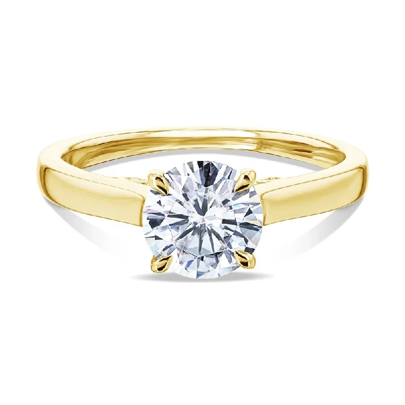 Annello by Kobelli 14k Gold 1ct Round Moissanite Solitaire Volutes W-Prongs Engagement Ring (GH/VS)