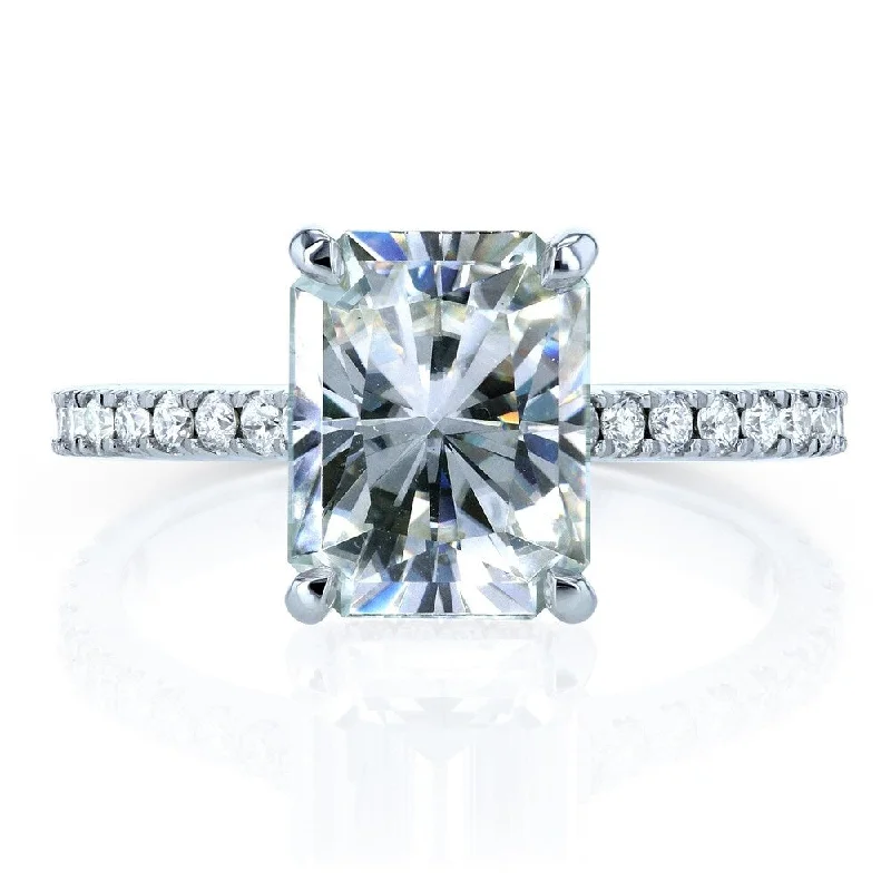 Annello by Kobelli 14k Gold 3 1/0ct TGW Radiant-cut Moissanite and Diamond Hidden Halo Engagement Ring (HI/VS, GH/I)