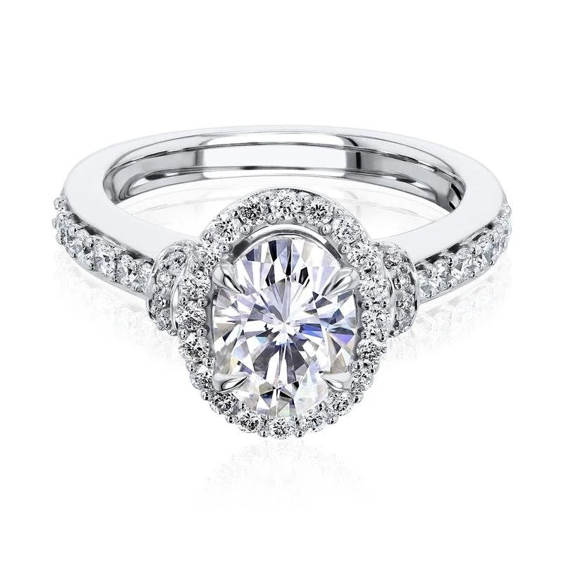 Annello by Kobelli 14k Gold Abigail Oval Moissanite with Halo Diamonds Engagement Ring (GH/VS, HI/I)