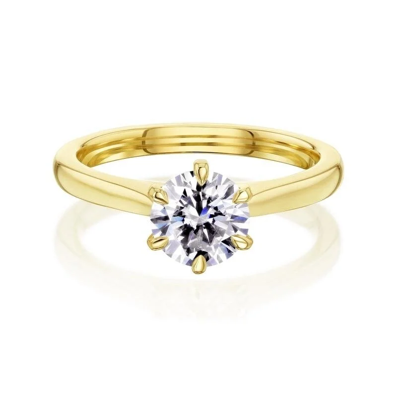 Annello by Kobelli 14k Gold Round Moissanite 6-Prong Ring (HI/VS)