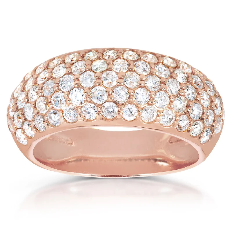 Annello by Kobelli 14k Rose Gold 1 1/4ct TDW Pave-set Diamond Dome Wide Band