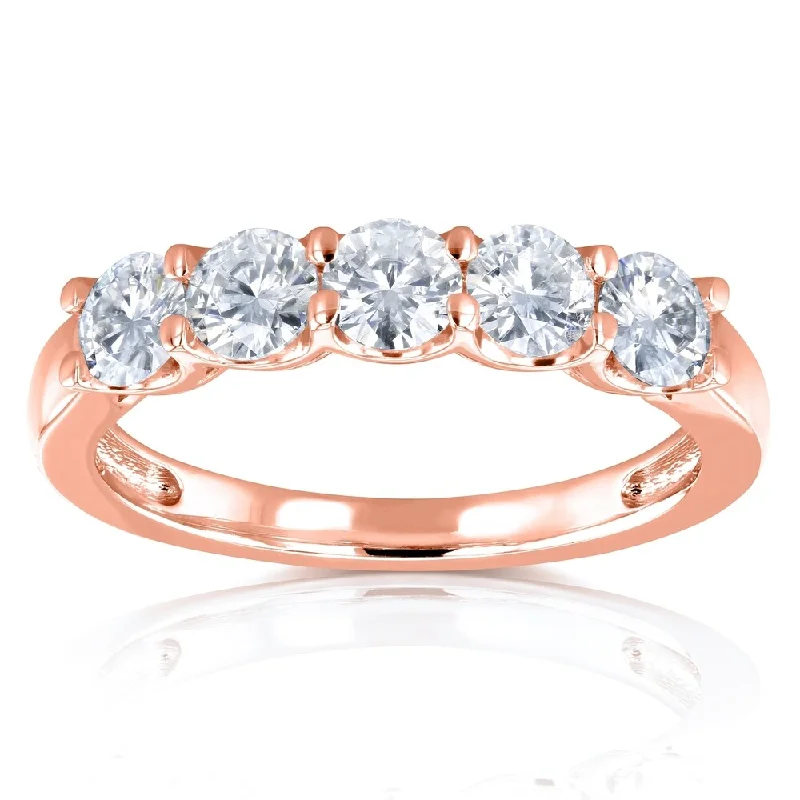 Annello by Kobelli 14k Rose Gold 4/5ct TGW Round Moissanite Wedding Band (DEF/VS)