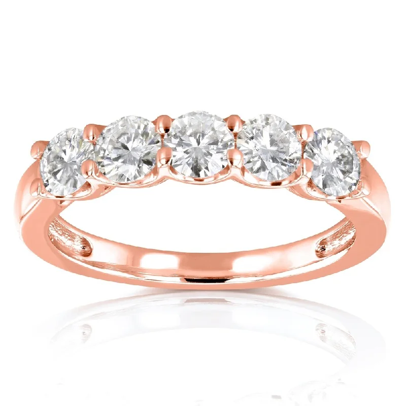 Annello by Kobelli 14k Rose Gold 4/5ct TGW Round Near Colorless Moissanite Wedding Band