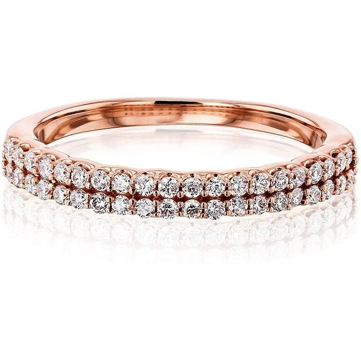 Annello by Kobelli 14k Rose Gold Double Row Lab Grown Diamond Stackable Ring (GH/SI)