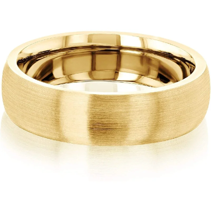 Annello by Kobelli 14k Solid Gold 6mm Domed Satin Matte Gold Wedding Band