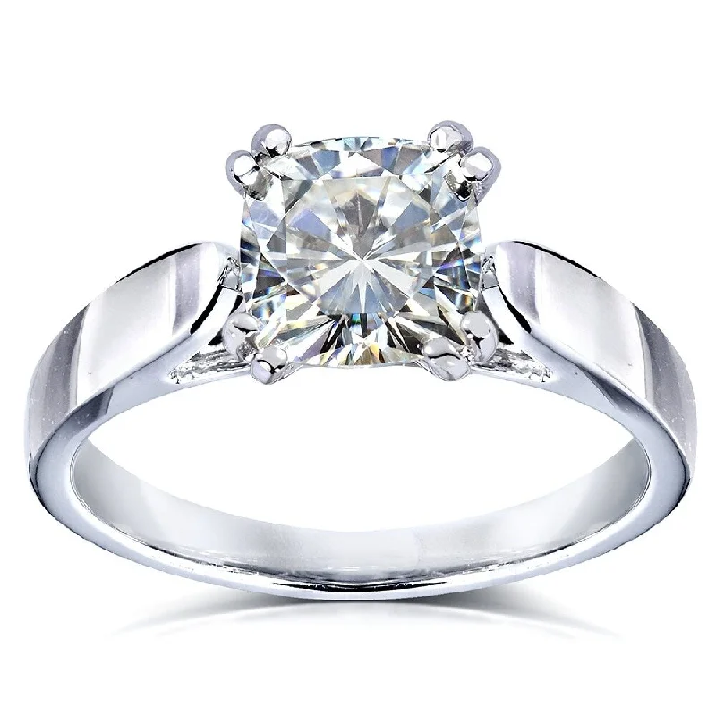 Annello by Kobelli 14k White Gold 1 1/10 Carat Solitaire Cushion Moissanite Engagement Ring (DEF/VS)