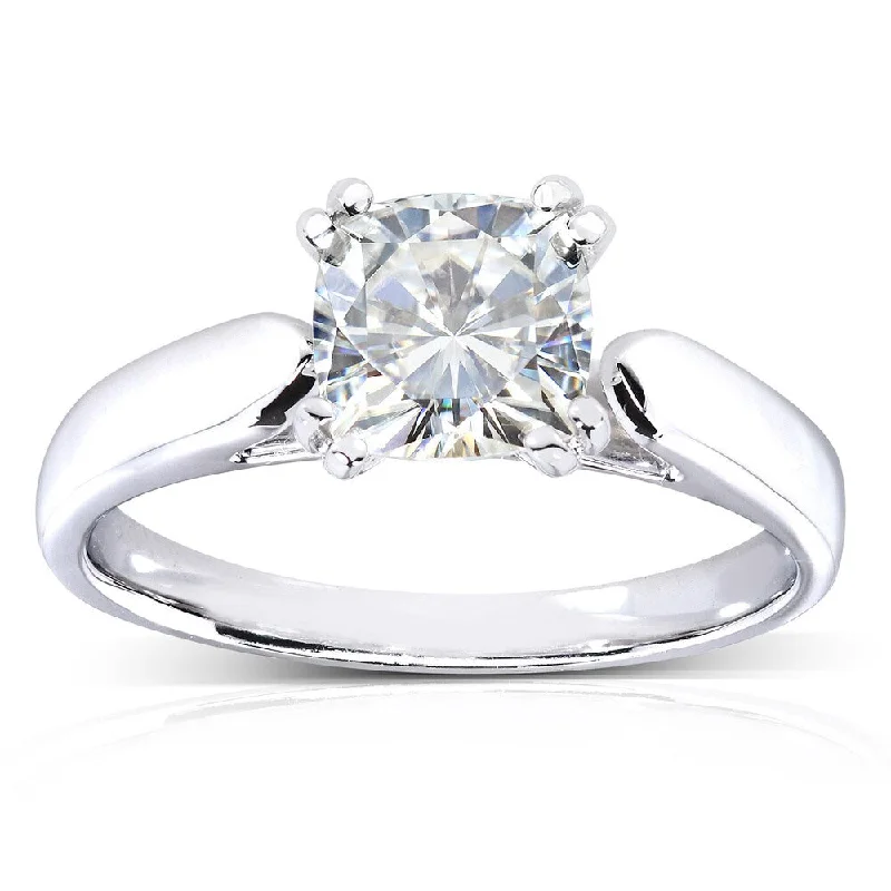 Annello by Kobelli 14k White Gold 1 1/10ct or 2ct Cushion Moissanite Split-prong Solitaire Engagement Ring (GH/VS, GH/I)