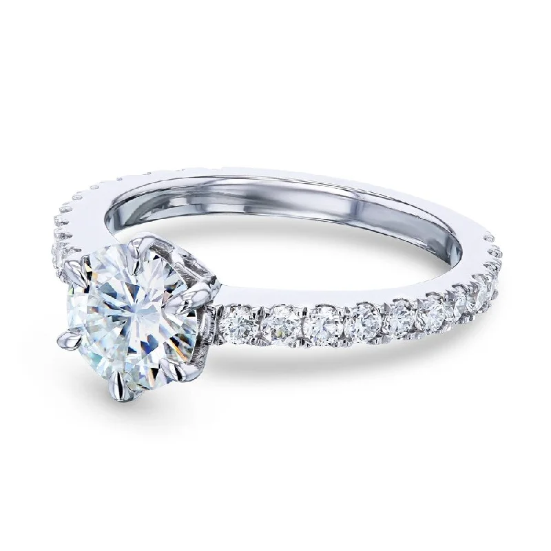 Annello by Kobelli 14k White Gold 1 1/2ct TGW Forever One Moissanite and Lab Grown Diamond Engagement Ring (DEF/VS)