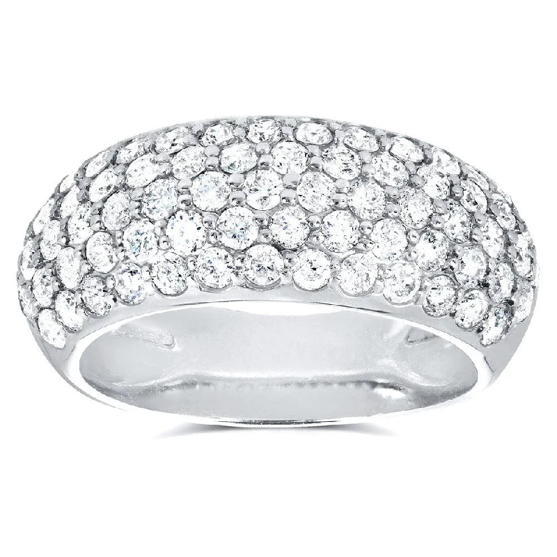 Annello by Kobelli 14k White Gold 1 1/4ct TDW Pave-set Diamond Dome Wide Band