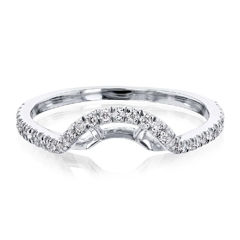 Annello by Kobelli 14k White Gold 1/5ct TDW Curved Diamond Wedding Ring (GH, I1-I2)