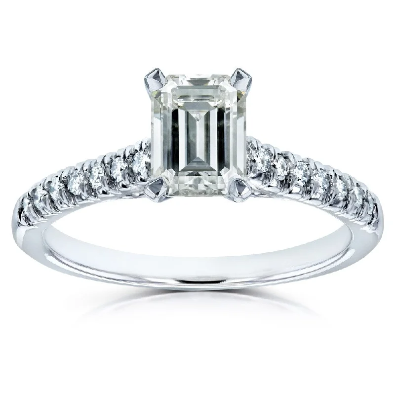 Annello by Kobelli 14k White Gold 1 7/8ct TGW Emerald-cut Moissanite Diamond Engagement Ring (GH/VS, GH/I)