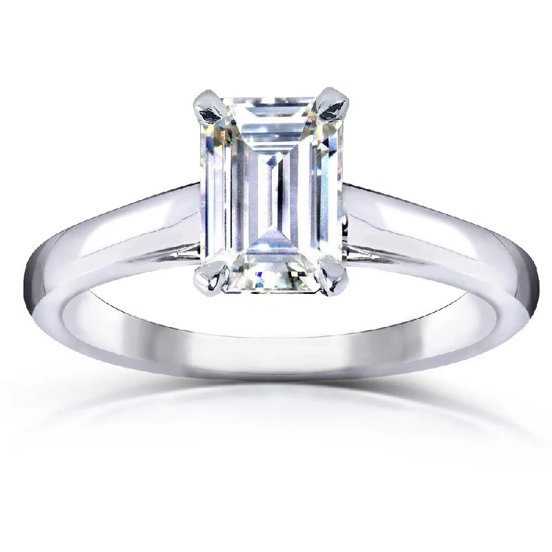 Annello by Kobelli 14k White Gold 1 Carat Emearld Moissanite Solitaire Engagement Ring