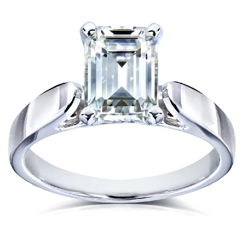 Annello by Kobelli 14k White Gold 1 Carat Emerald Cut Moissanite Engagement Ring (GH/VS)