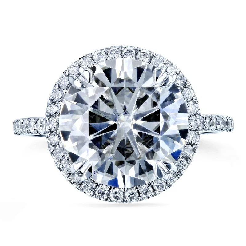 Annello by Kobelli 14k White Gold 5 1/5ct TGW Round Moissanite and Diamond Halo Statement Engagement Ring (HI/VS, GH/I)