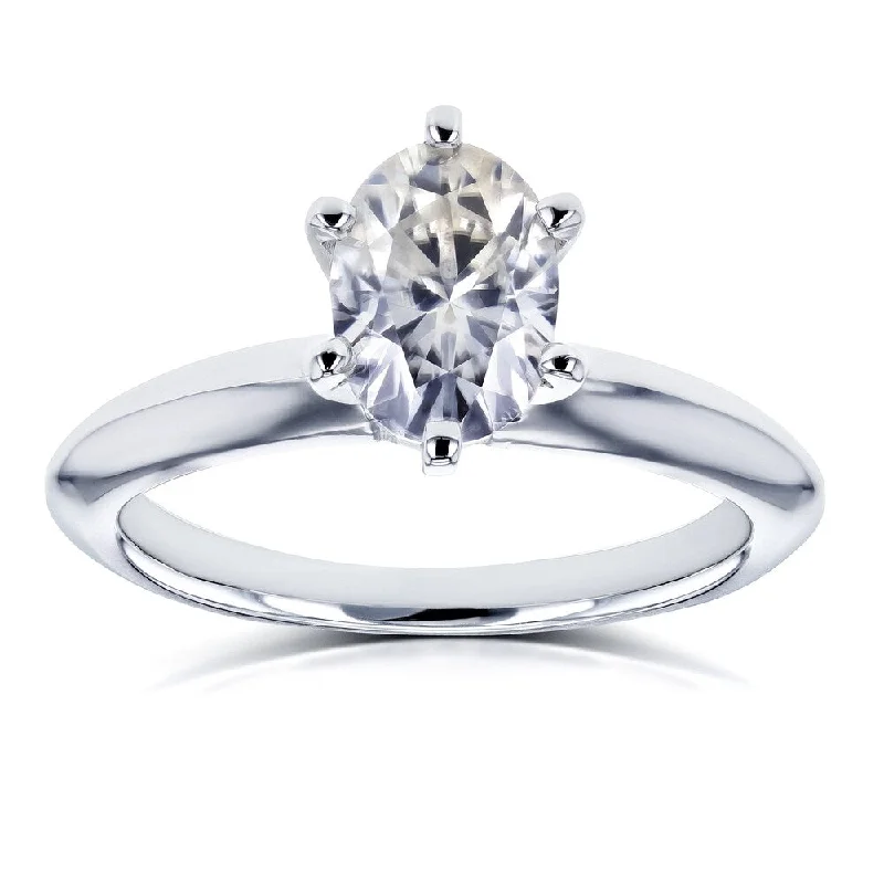 Annello by Kobelli 14k White Gold 7/8 Carat Oval Moissanite 6-prong Solitaire Engagement Ring