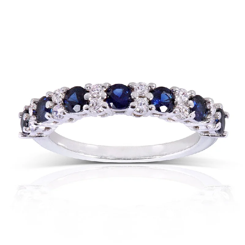 Annello by Kobelli 14k White Gold Blue Sapphire 1/4ct TDW Diamond Band (G-H, I1-I2)