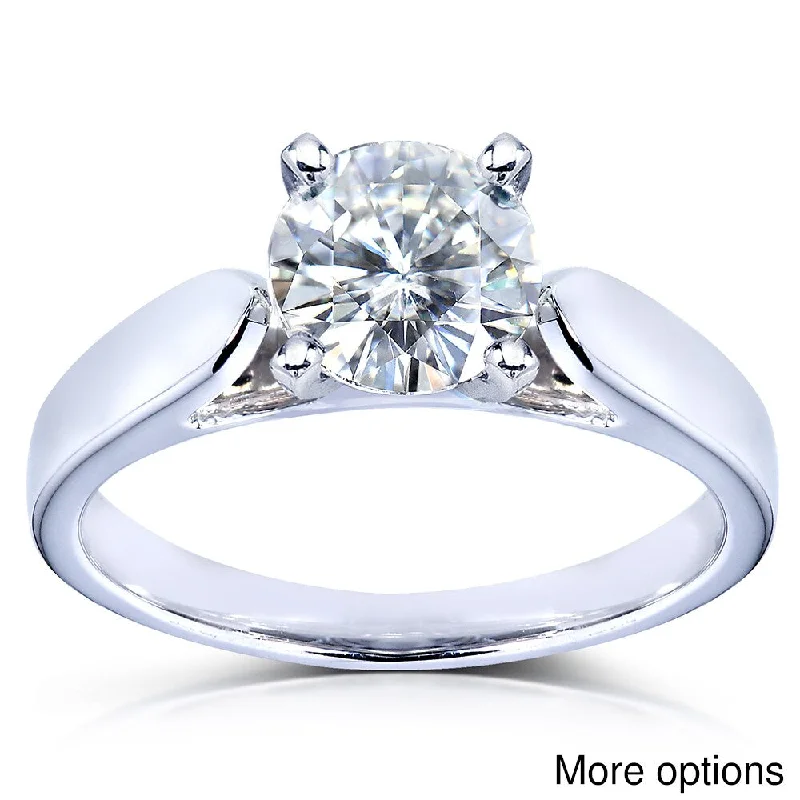 Annello by Kobelli 14k White Gold Round Moissanite Solitaire 4-prong Engagement Ring