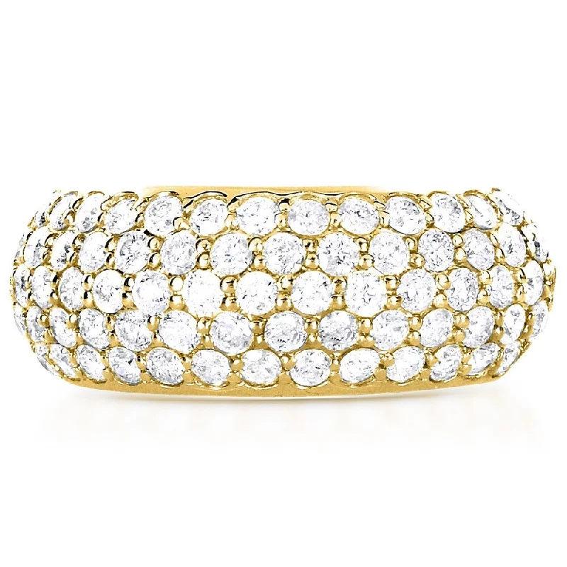 Annello by Kobelli 14k Yellow Gold 1 1/4ct TDW Pave-set Diamond Dome Wide Band