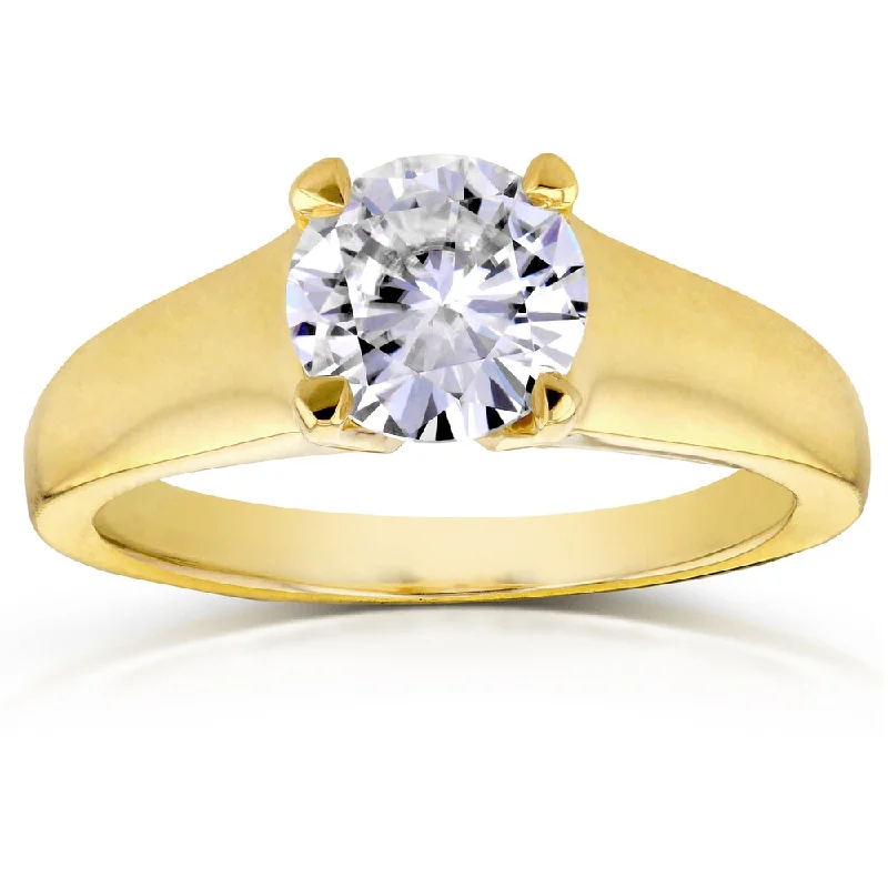 Annello by Kobelli 14k Yellow Gold 1ct Round Moissanite Classic Solitaire Engagement Ring