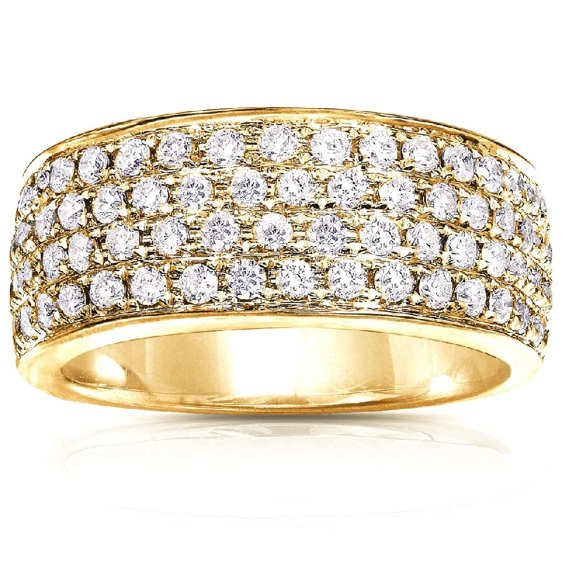 Annello by Kobelli 14k Yellow Gold 1ct TDW Diamond Pave Wide Anniversary Ring