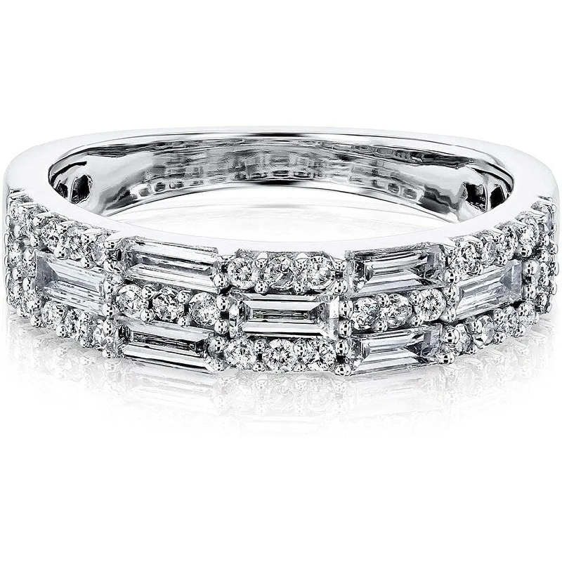 Annello by Kobelli Drusilla 10k White Gold Mixed-cut Diamonds Multi-Row Ring