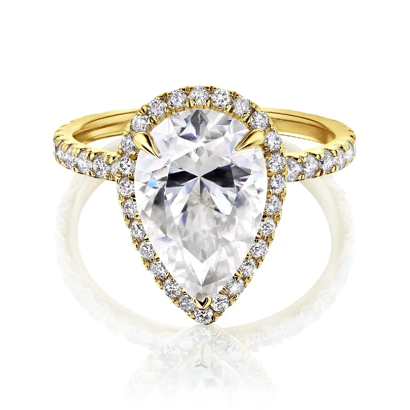 Annello by Kobelli The Signture Paige 14k Gold 4ct TGW Pear Moissanite and Diamond Halo Engagement Ring (FG/VS, DEF/VS)