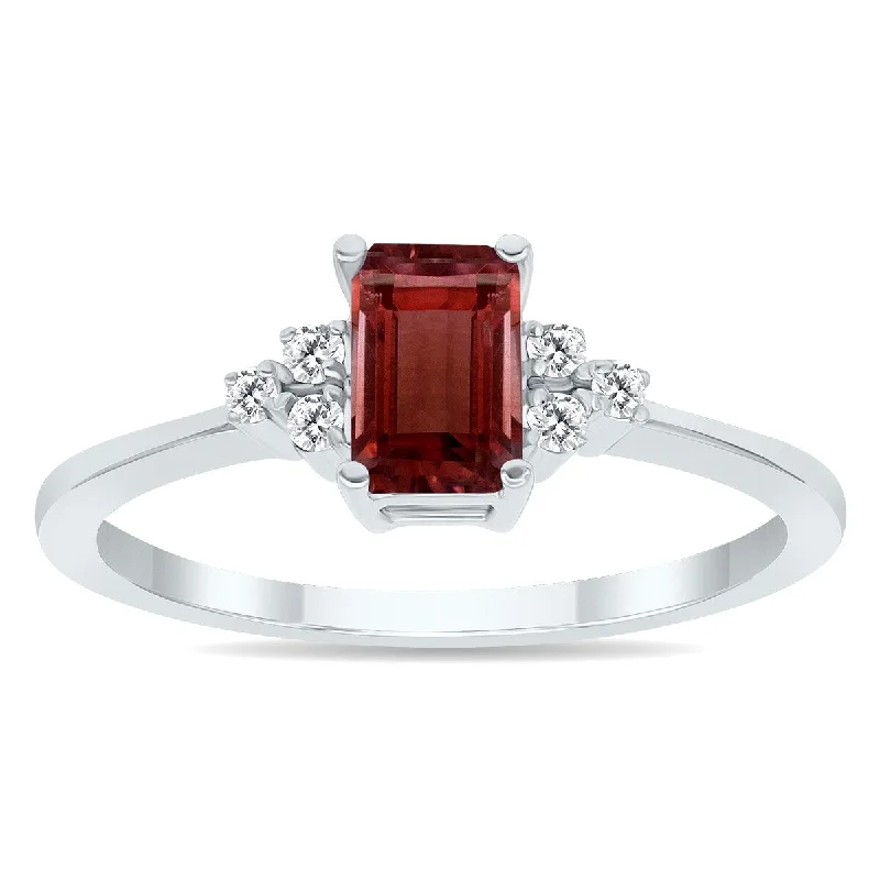 Garnet and Diamond Regal Ring in 10k White Gold