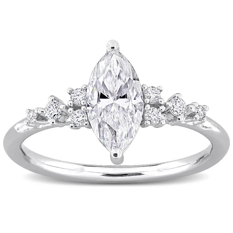 Miadora 1 1/8ct DEW Marquise-Cut Created Moissanite Engagement Ring in Sterling Silver