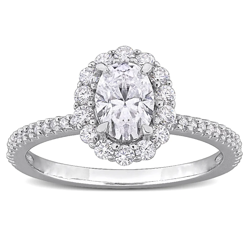 Miadora 1 2/5ct DEW Created Moissanite Engagement Ring in Sterling Silver