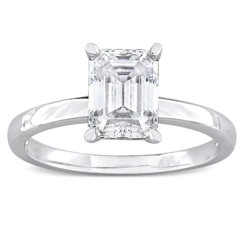 Miadora 1 3/4ct DEW Octagon-cut Created Moissanite Solitaire Ring in Sterling Silver