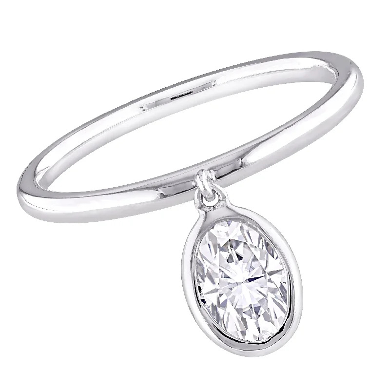 Miadora 1ct DEW Created Moissanite Drop Pendant Ring in Sterling Silver