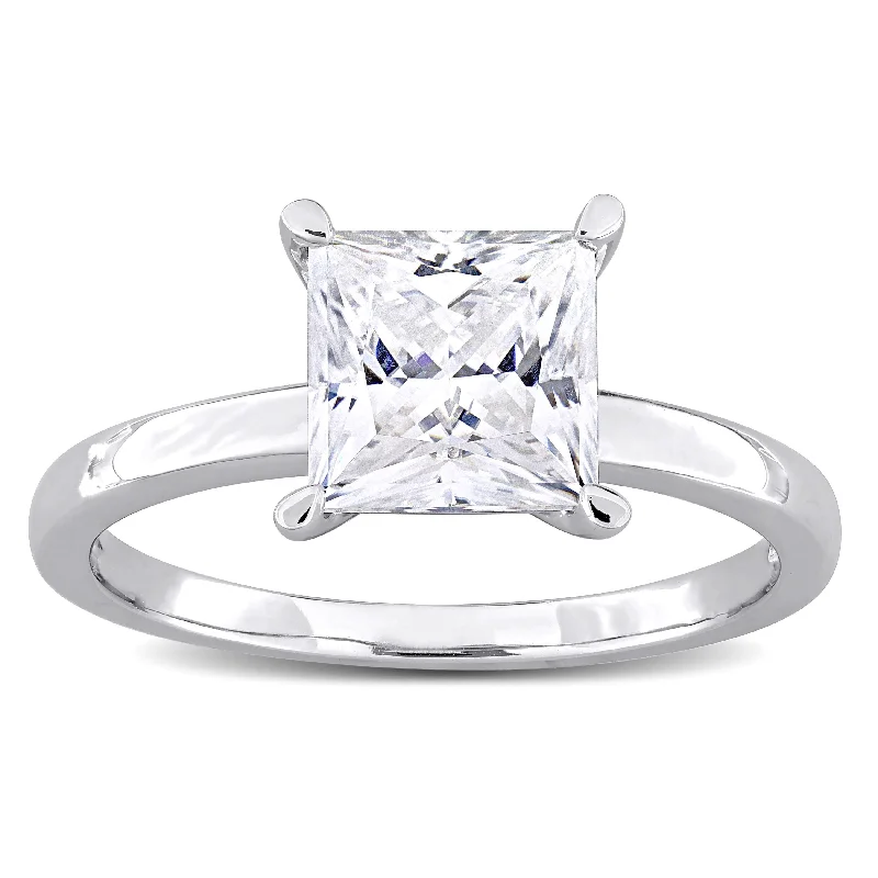 Miadora 2ct DEW Square-Cut Created Moissanite Solitaire Ring in Sterling Silver