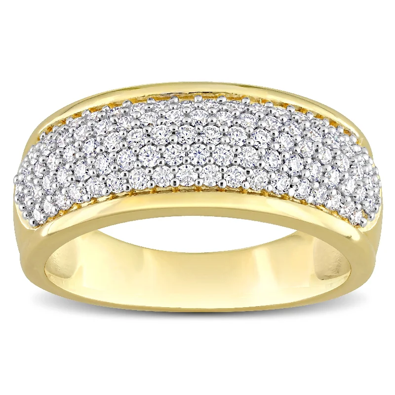 Miadora 3/4ct DEW Created Moissanite Semi-Eternity Ring in Yellow Plated Sterling Silver