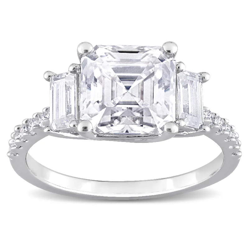 Miadora 3 5/8ct DEW Created Moissanite Three Stone Ring in Sterling Silver