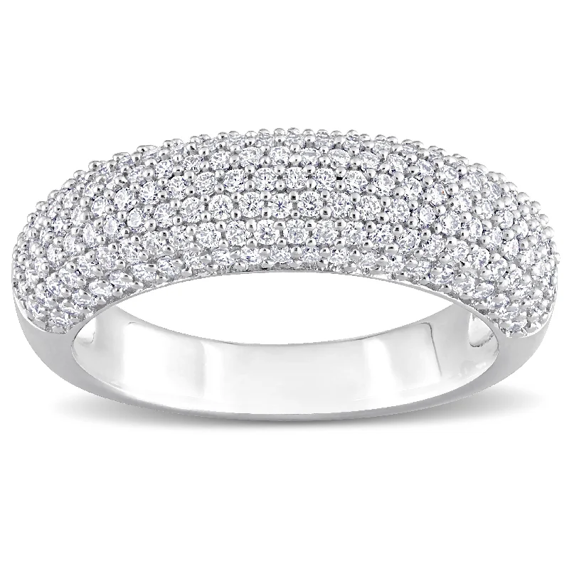 Miadora 4/5ct DEW Created Moissanite Semi-Eternity Ring in Sterling Silver