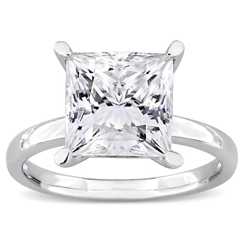 Miadora 4ct DEW Square-Cut Created Moissanite Solitaire Ring in Sterling Silver