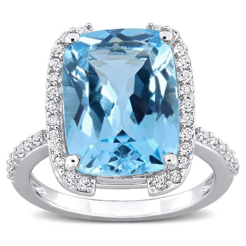 Miadora 9 2/5ct TGW Sky Blue and White Topaz Fashion Ring in Sterling Silver