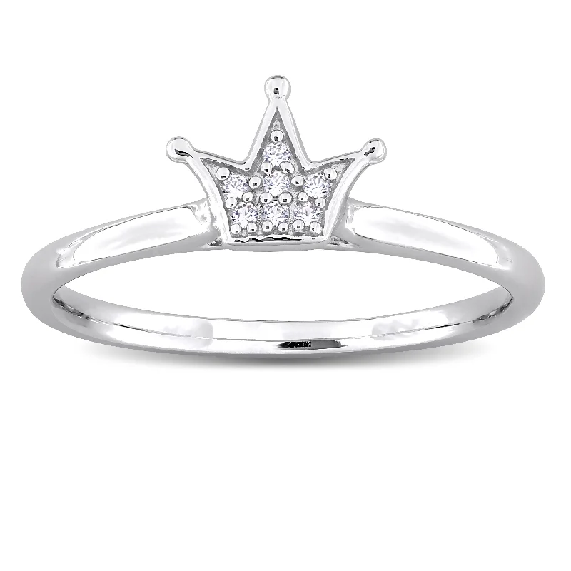 Miadora Created White Sapphire Cluster Crown Ring in Sterling Silver