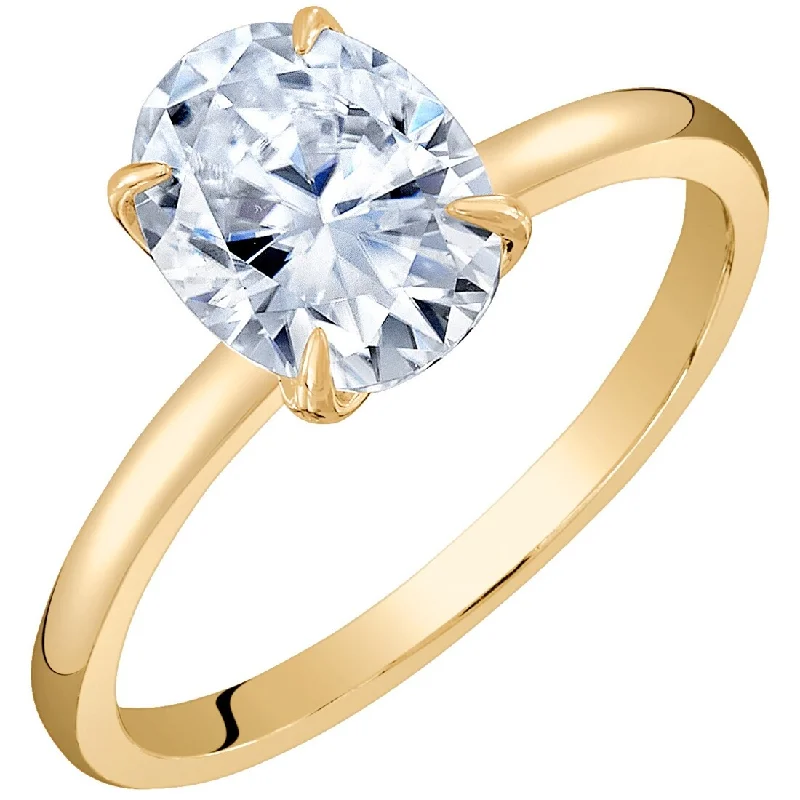 Oravo 2ct Moissanite Oval Solitaire Engagement Ring in 14k Yellow Gold